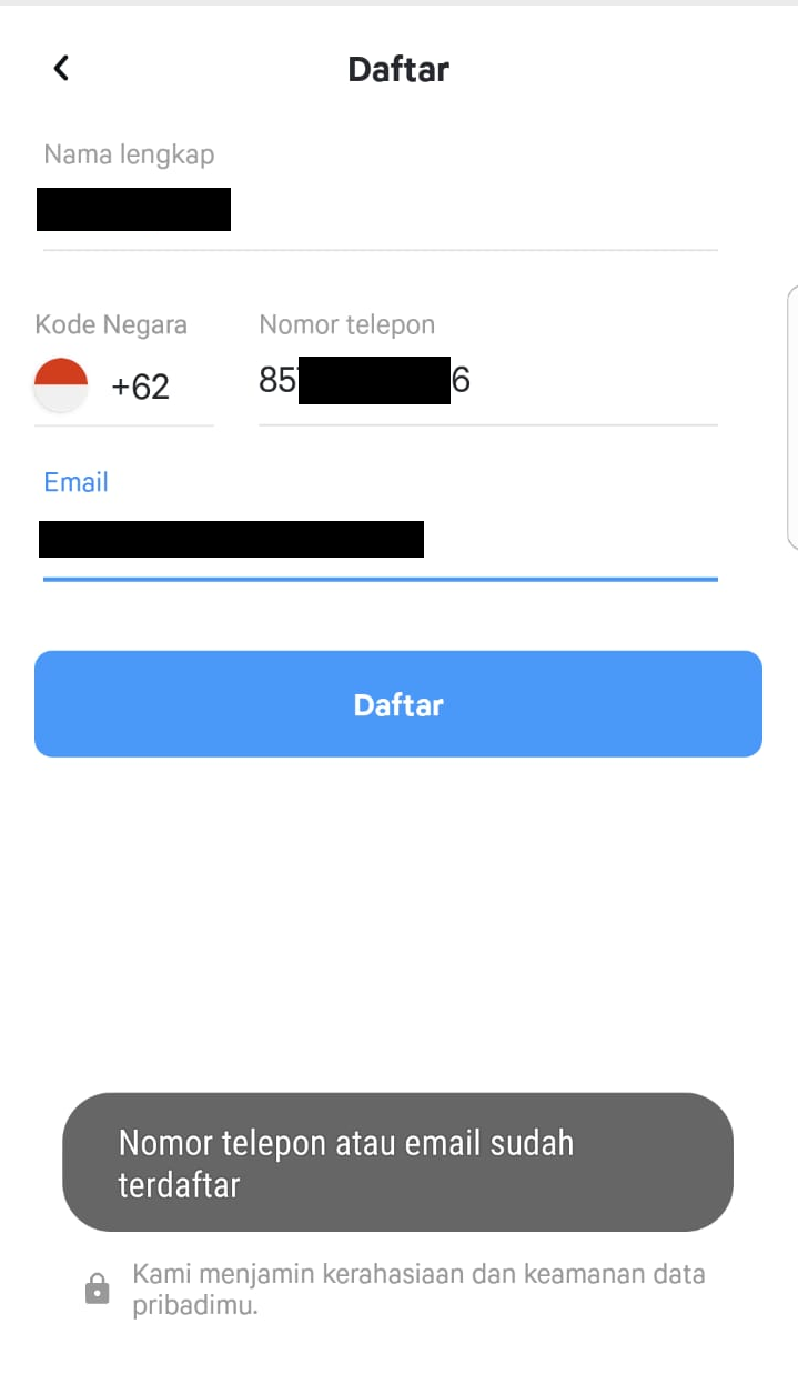 Apakah Saya Dapat Mendaftar dengan Nomor dan Alamat Email yang Sama